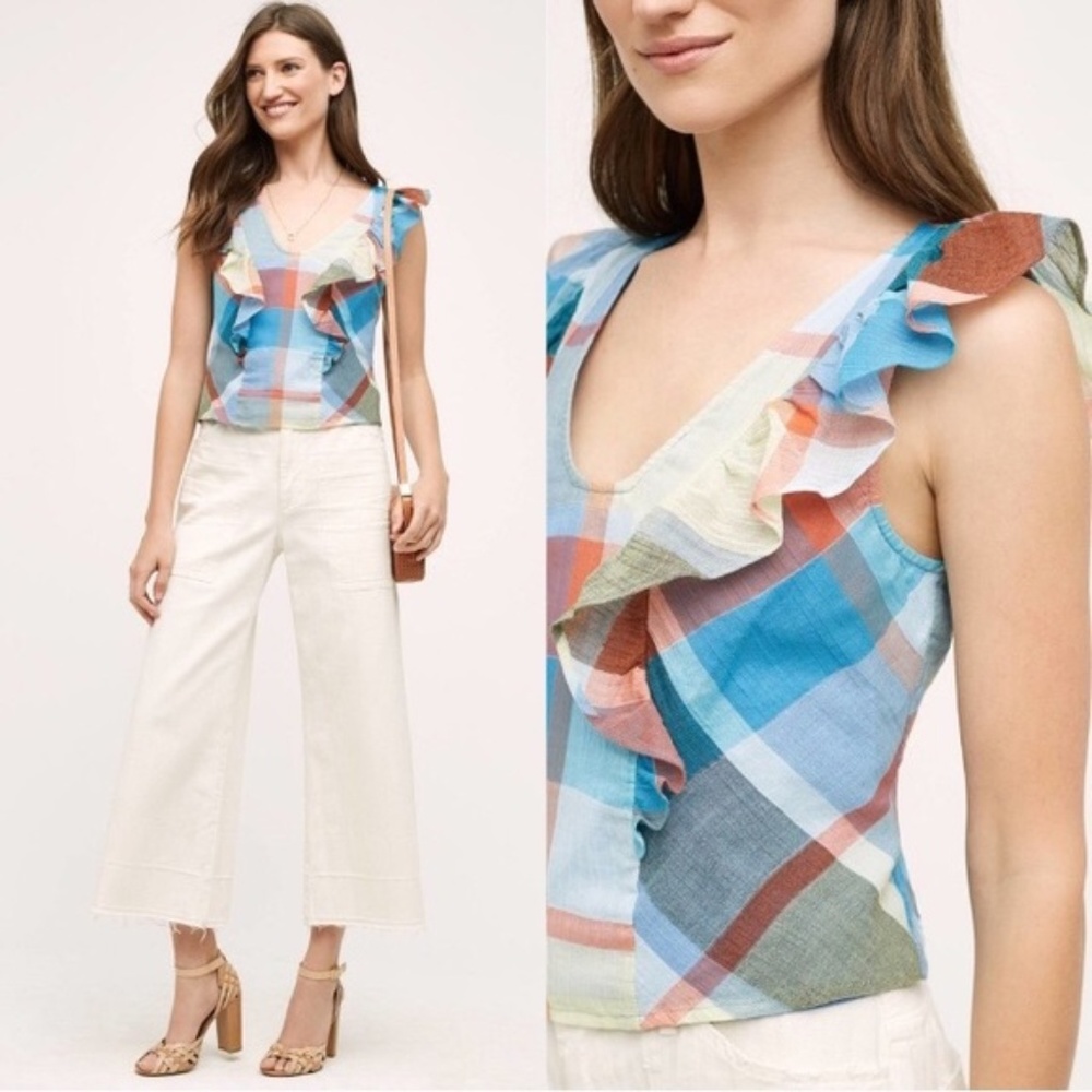 Anthropologie Maeve Drive-In plaid top size 4P